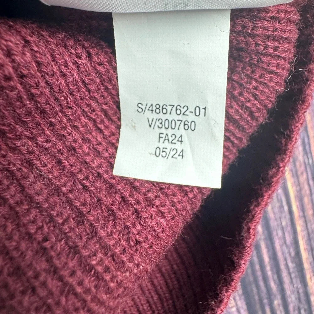 Banana Republic Hooded Sweater XL Burgundy Cotton Waffle Knit Classic Pullover